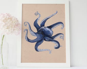 Octopus print | Etsy