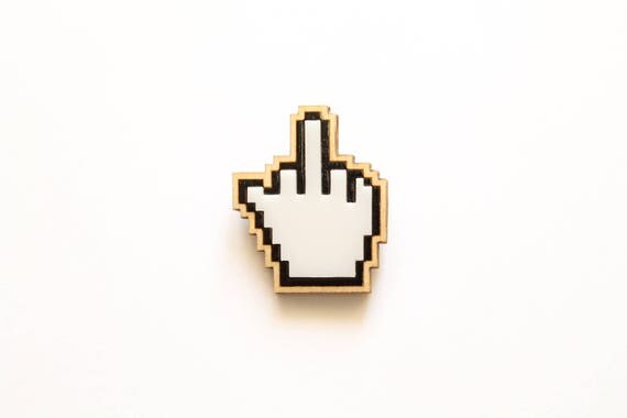 Wooden pin Pixel middle finger