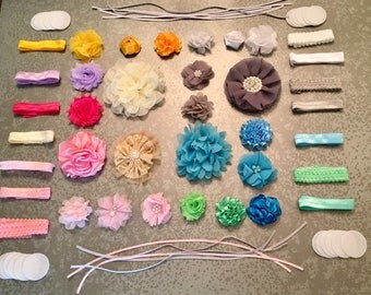 Baby Headband Kit, Baby Helmet Kit, deluxe Flower headband Kit, Baby Shower Headband Kit, cranial flowers, set of headbands, baby shower,