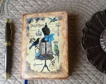 strapless birds vintage A6 notebook
