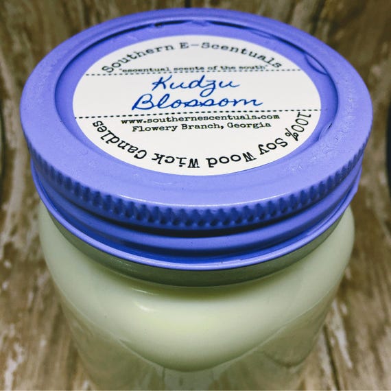 Kudzu Blossom Wood Wick Scented Soy Candle Mason Jar Candle