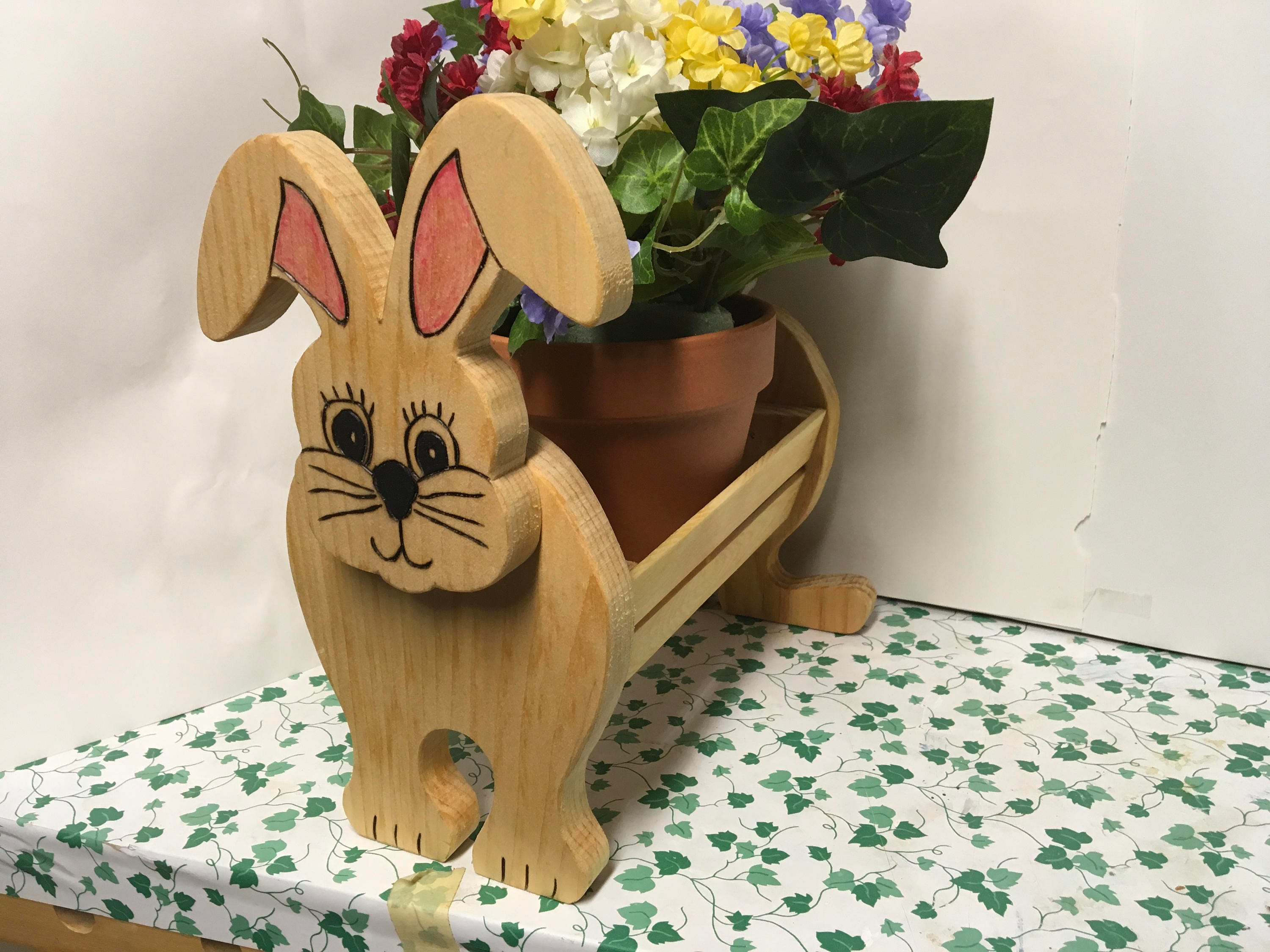 Wooden Animal Planter with Ceramic Flower Pot 2