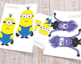 DIY PRINTABLE Minions Centerpiece | Minion birthday party or baby shower | Despicable me centerpiece | Minions kids room - Nursery decor!