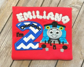 Thomas the Train birthday shirt. With smoke name.