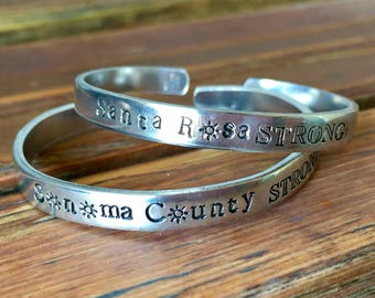 Sonoma County Strong, Santa Rosa Strong, Napa County Strong, Fundraiser, Handstamped Jewelry, North Bay Fire Relief, Personalized Bracelet