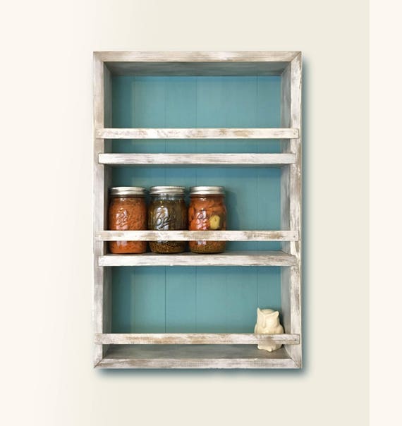 Spice Rack Kitchen Mason Jar Storage Rustic Wall