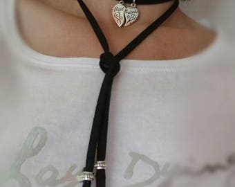 Best friends necklace, Best friends choker, Leather choker, Friends necklace