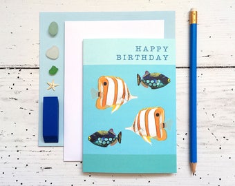 Fish birthday card | Etsy