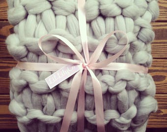 Chunky Knit Blanket Pure Merino Custom Size/Colour UK