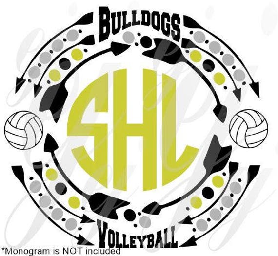 Download Bulldogs Volleyball Monogram Frame SVG EPS Dxf Gif Pdf Jpg Png