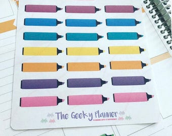 30 PASTEL rainbow highlighter reminder habit tracking planner stickers perfect for most planners school bujo kids