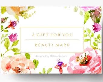 Pre-made Gift Card Template - Spa Gift Certificate - Boutique Gift Card - Custom Gift Card - Salon Gift Card Design - Floral - Gold Foil