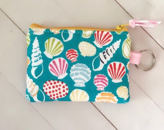 Seashell keychain coin purse coin pouch credit card wallet summer zipper pouch