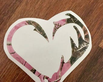 Hook and Antler Heart Camo Vinyl Decal