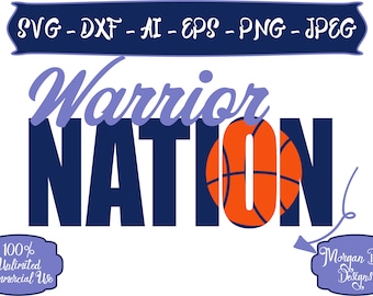 Warrior Nation SVG - Basketball SVG - Baseball SVG - Football svg - Warrior svg - Files for Silhouette Studio/Cricut Design Space