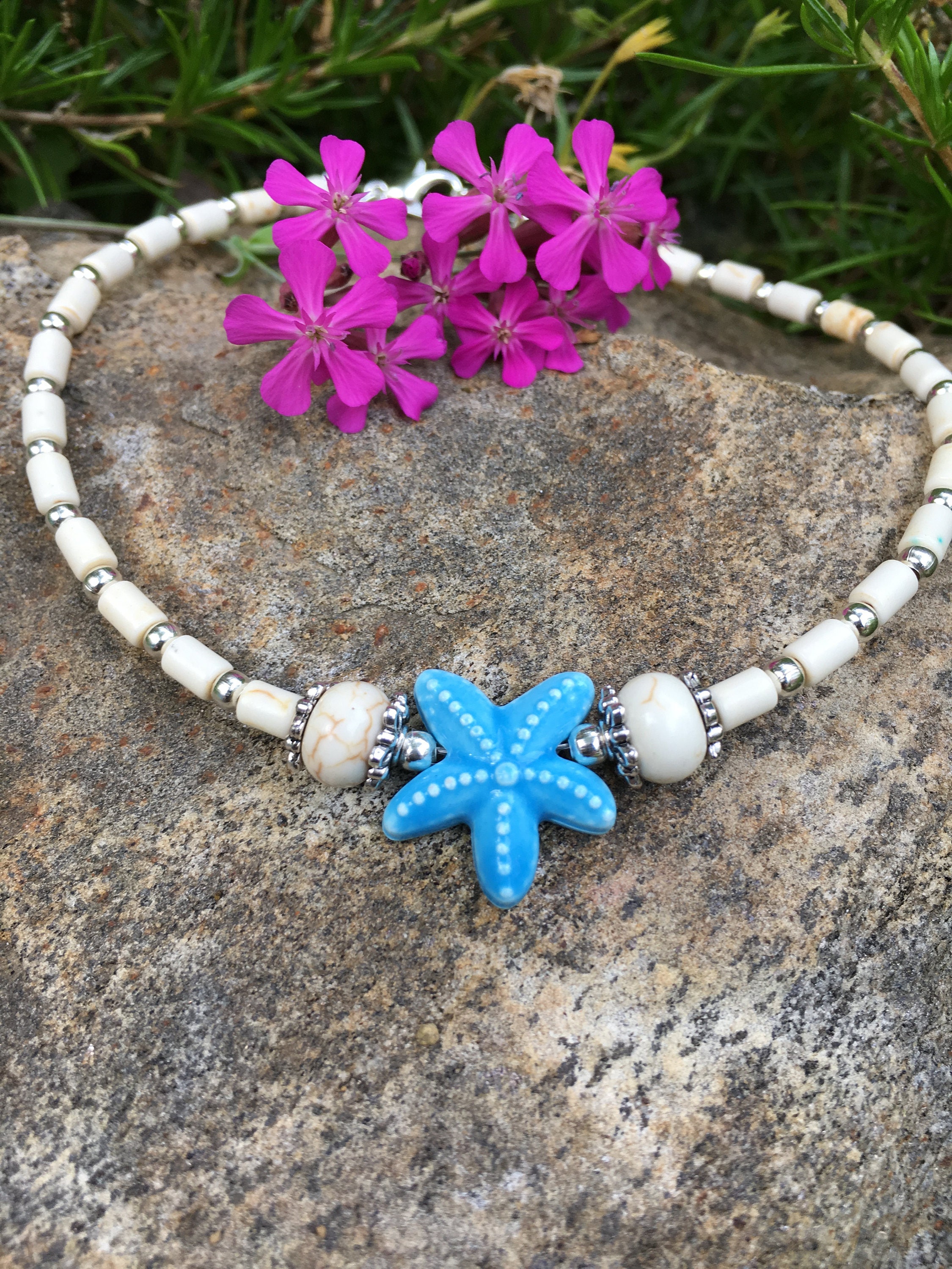 Beach Anklet Starfish Anklet Beaded Anklet Ankle Bracelet
