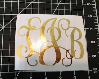 Gold Foil monogram decal, Custom Vinyl sticker