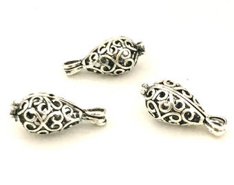 Teardrop Lockets THREE / Locket Pendants / Cage Pendants / Antique Silver Lockets / Teardrop Cage Pendant / Set of THREE Pendants