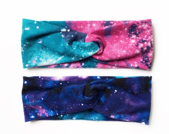 Free shipping, baby galaxy print turban Headband, trendy toddler stretchy space headwrap, cool galaxy newborn headband, baby gift