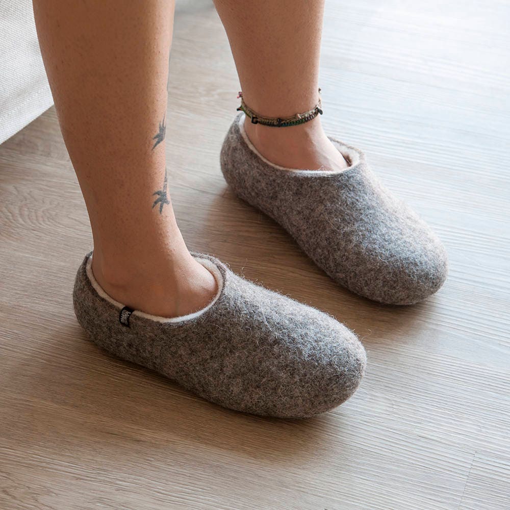 Women's Felted Slippers Organic Wool Honeymoon Unisex