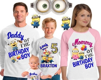 15% Off Minion birthday shirt / Minion shirt /family matching shirts/ Minion birthday party shirt /Minion / family shirts/Minions