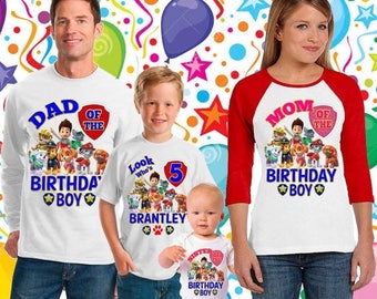 15% Off Paw Patrol Birthday Shirt - Paw Patrol Shirt -Raglan paw patrol inspired family birthday theme shirt/paw patrol party shirt/137-138