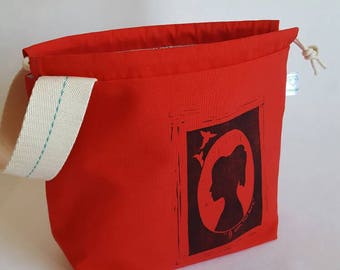 I am no bird - Jane Eyre silhouette handprinted project bag