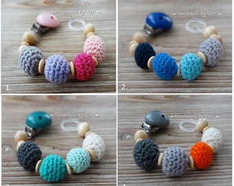 Pacifier chain without a name in bold colors, crocheted