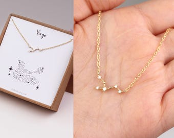 constellation necklace, horoscope necklace, virgo jewelry, Virgo necklace, best friend gift, horoscope jewelry, sister birthday gift, gold