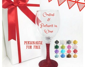 Gift for cousin, big cousin, cousin gifts, gift for wine lover, wine glass personalized, wine glass funny, wine glass custom wine glass,