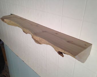 live edge wood floating shelf