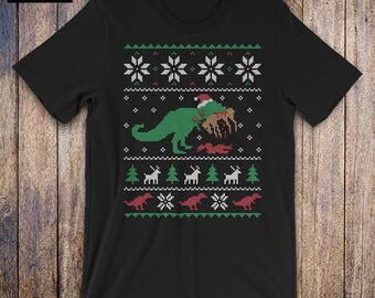 dinosaur santa shirt