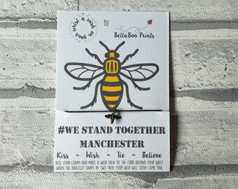 Bee Wish Bracelet ~ Bee Charm Bracelet ~ Manchester Bee ~ This is Manchester ~ We Stand Together ~ Manchester Attack ~ Charity Bracelet