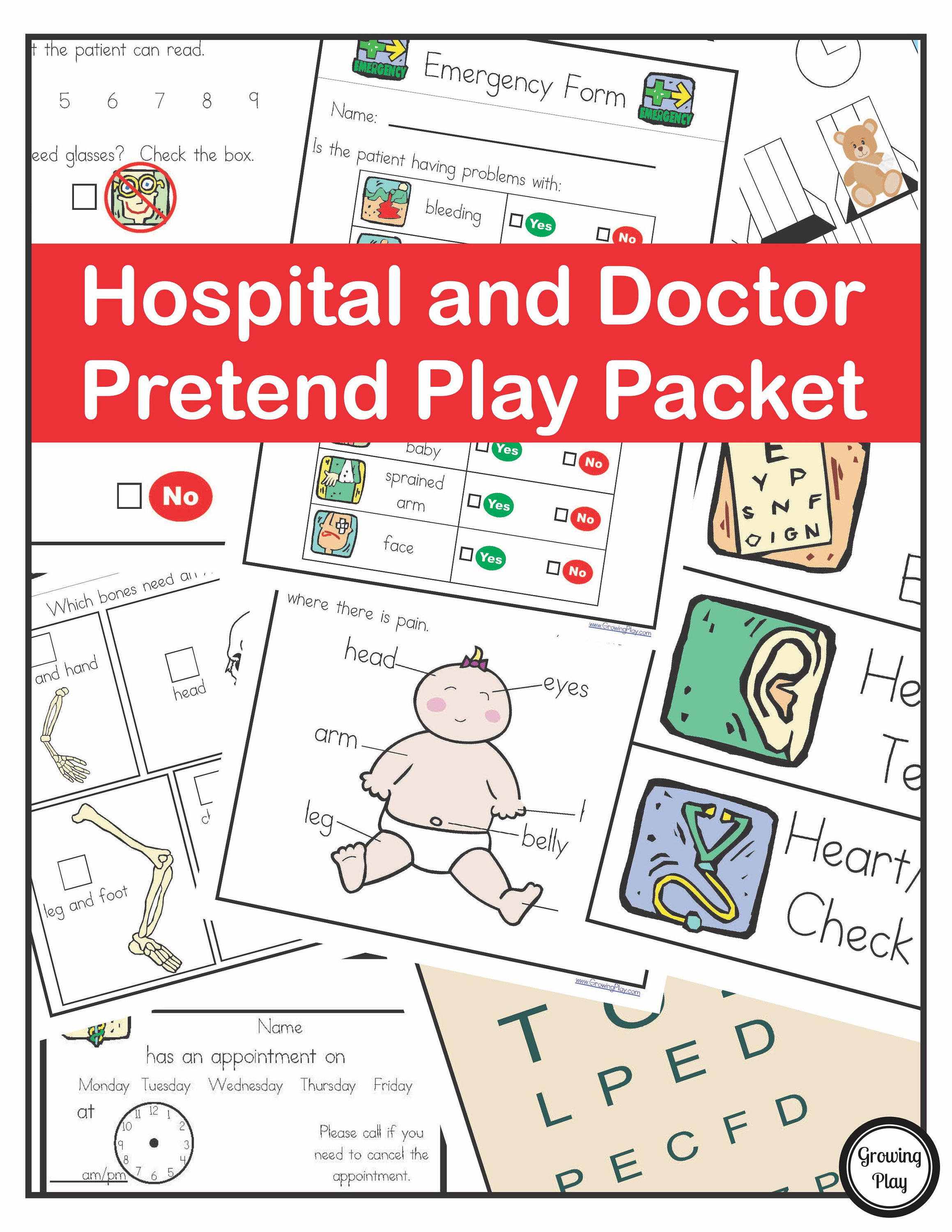 Hospital and Doctor Pretend Play Doctor Printables Playing