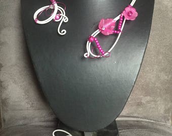 Fuchsia wedding 2 piece jewelry set
