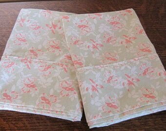 Pillowcases, King Pillowcases, Pair of Flowered Pillowcases, Vintage Pillowcases, Pillow Cases