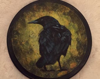 Raven Hand Painted Primitive Folk Art Wall Decor