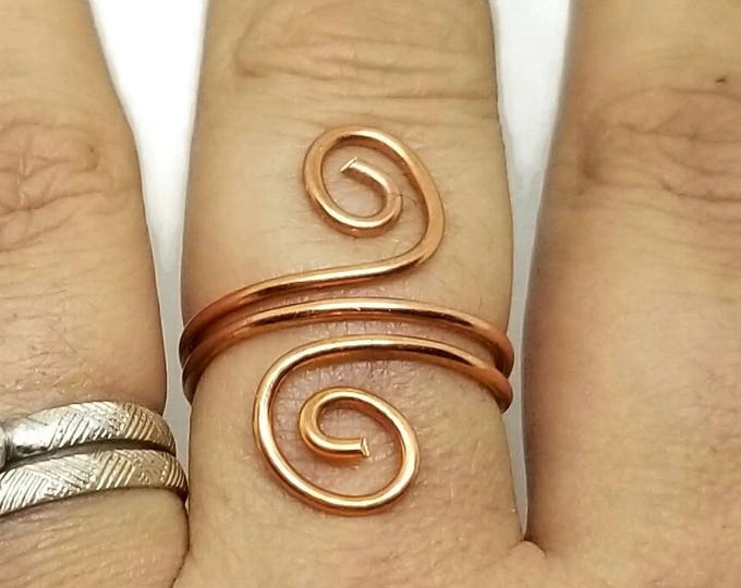 Double Spiral Copper Ring, Solid Copper Ring, Unique Birthday Gift, Gift for Her, Stocking Stuffer, Women's Copper Ring, Spiral Ring