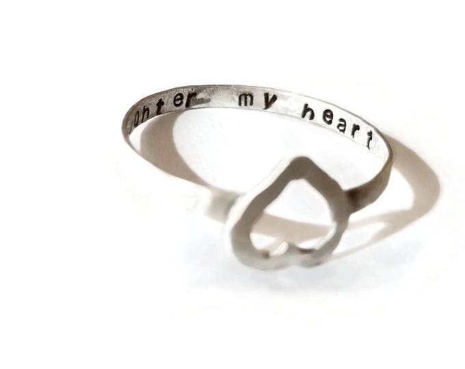 Customized Sterling Silver Heart Rings, Mother Daughter Rings, Best Friend Jewelry, Sterling Silver Rings, Gift for Her