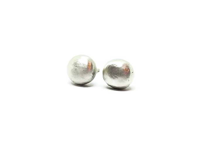 Solid Sterling Silver Sphere Earrings, Silver Ball Stud Earrings, Unique Birthday Gift, Gift for Her, One of a Kind