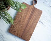 Three Custom Engraved 11" Wide Farmhouse - Walnut Wood Cutting Board with Handle - FREE CARE KIT