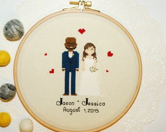 3rd Wedding Cotton anniversary Third anniversary 3 year anniversary Three year gift Wedding portrait Wedding portraits Custom portrait