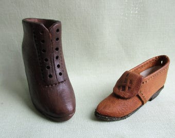Novelty miniature boot and shoe / Ornamental vintage style footwear / Leather shoe / Ceramic Victorian style boot