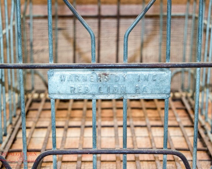 Wire Milk Crate | Metal Milk Crate | Milk Bottle Crate | Vintage Metal Storage | Warner's Dairy | Industrial Storage | Steampunk Supply