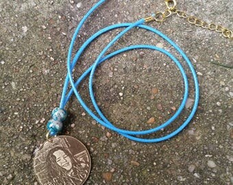 long necklace mi with engraved Locket