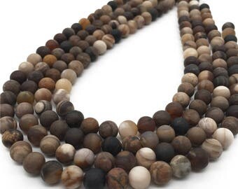 8mm Matte Petrified Wood Jasper Beads,Natural Gemstone Beads,Wholesale Beads