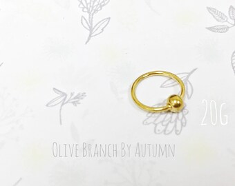 Gold Titanium Captive Bead Ring 20g