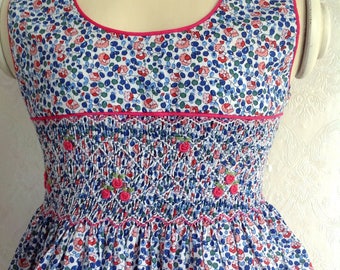 Blue red pink smock dress sleeveless LIBERTY
