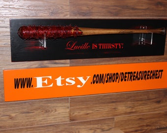 Blood Drenched***Lucille Is Thristy Wall Plaque Included***Negan Lucille Bat Prop/Replica ~~The Walking Dead~~