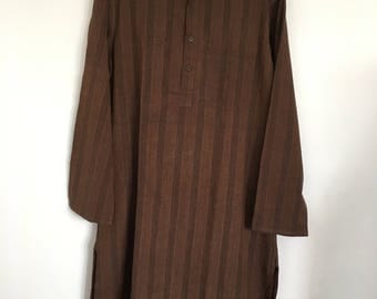 Fabindia men's long brown Indian cotton kurta size 40